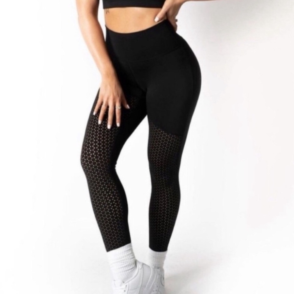 BuffBunny Black High-Waist Perforated Leggings